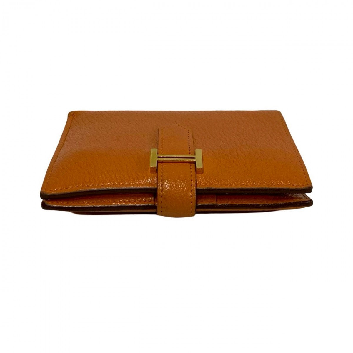 HERMES Bifold Wallet Shave Orange Bean compact