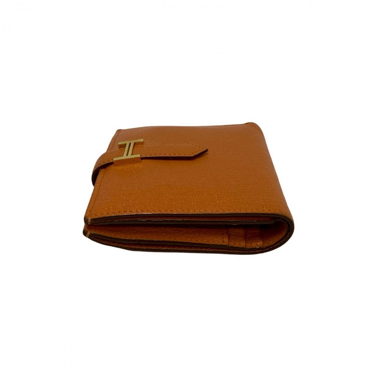 HERMES Bifold Wallet Shave Orange Bean compact