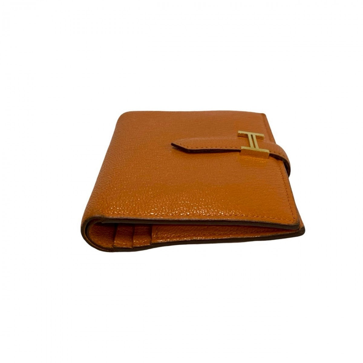 HERMES Bifold Wallet Shave Orange Bean compact