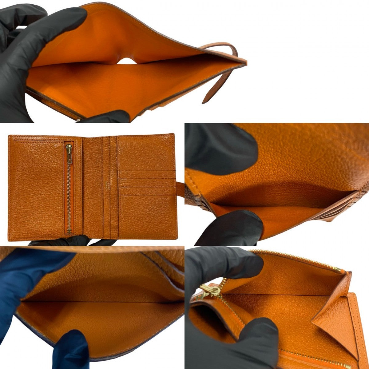 HERMES Bifold Wallet Shave Orange Bean compact