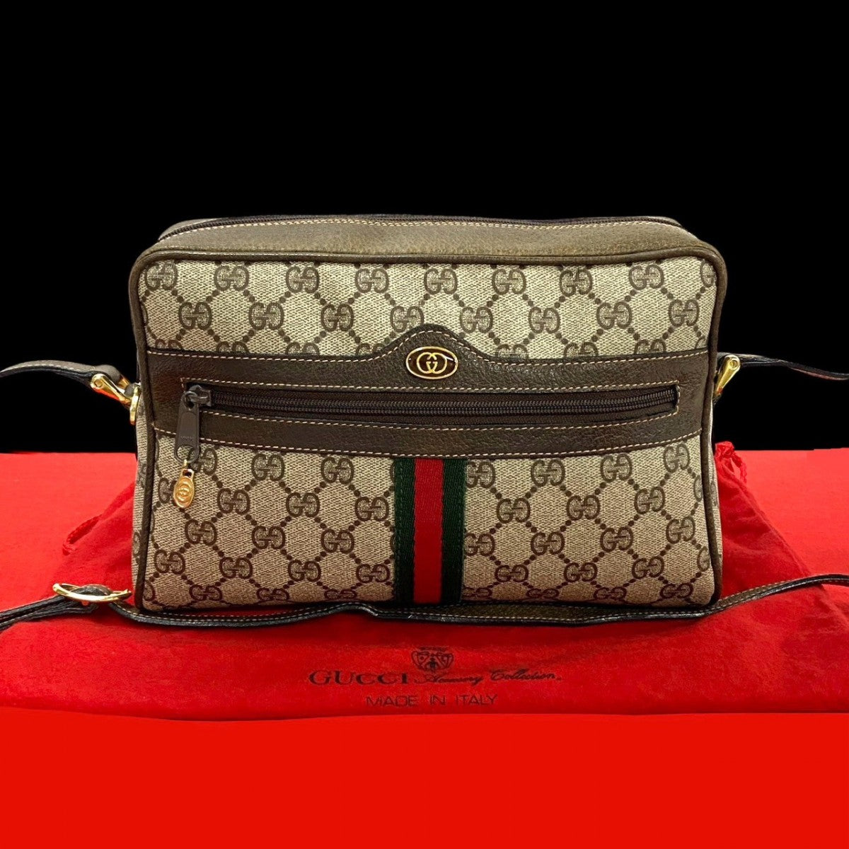 GUCCI Shoulder Bag leather Brown Sherry line