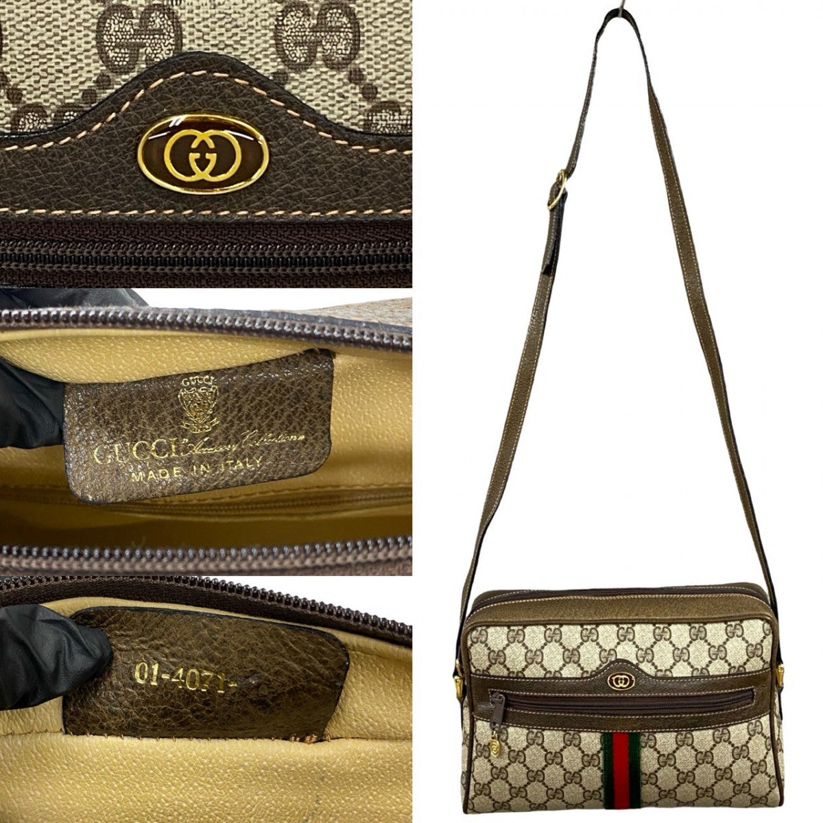 GUCCI Shoulder Bag leather Brown Sherry line