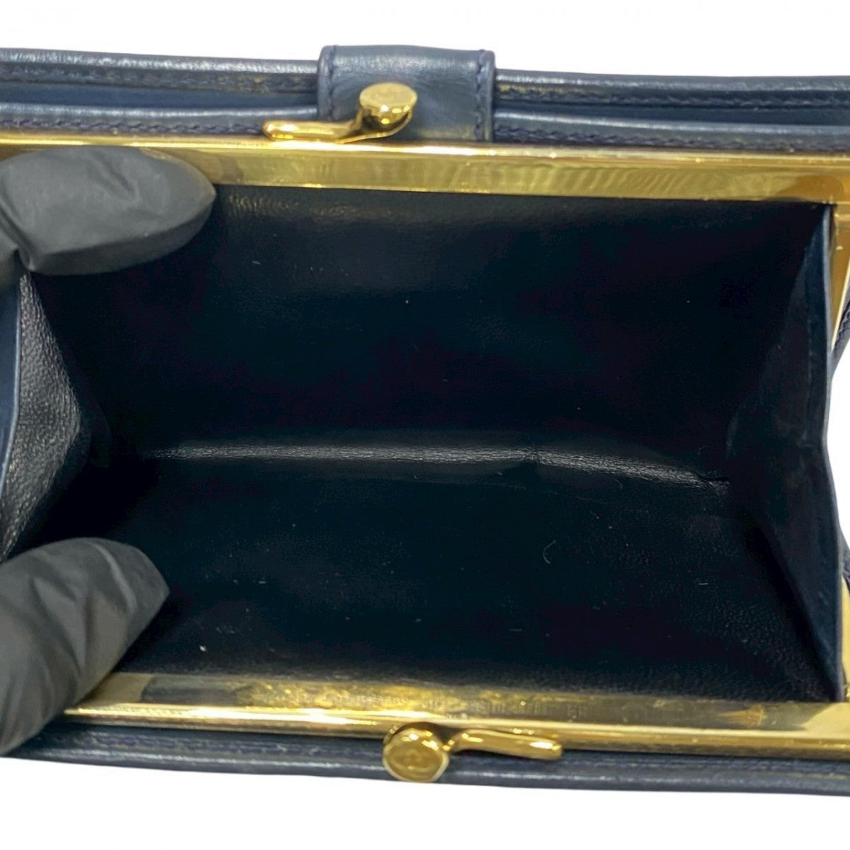 GUCCI Bifold Wallet leather Navy