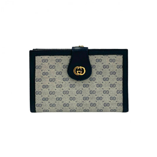 GUCCI Bifold Wallet leather Navy