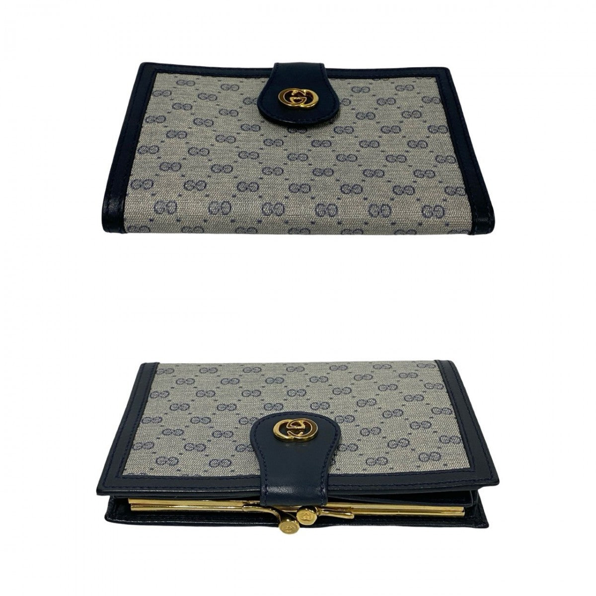 GUCCI Bifold Wallet leather Navy