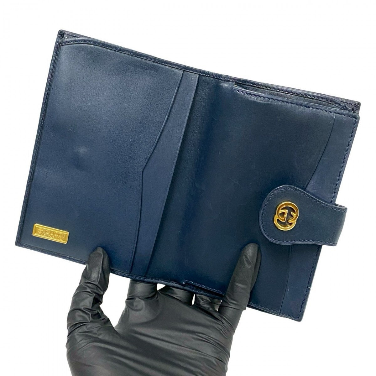 GUCCI Bifold Wallet leather Navy