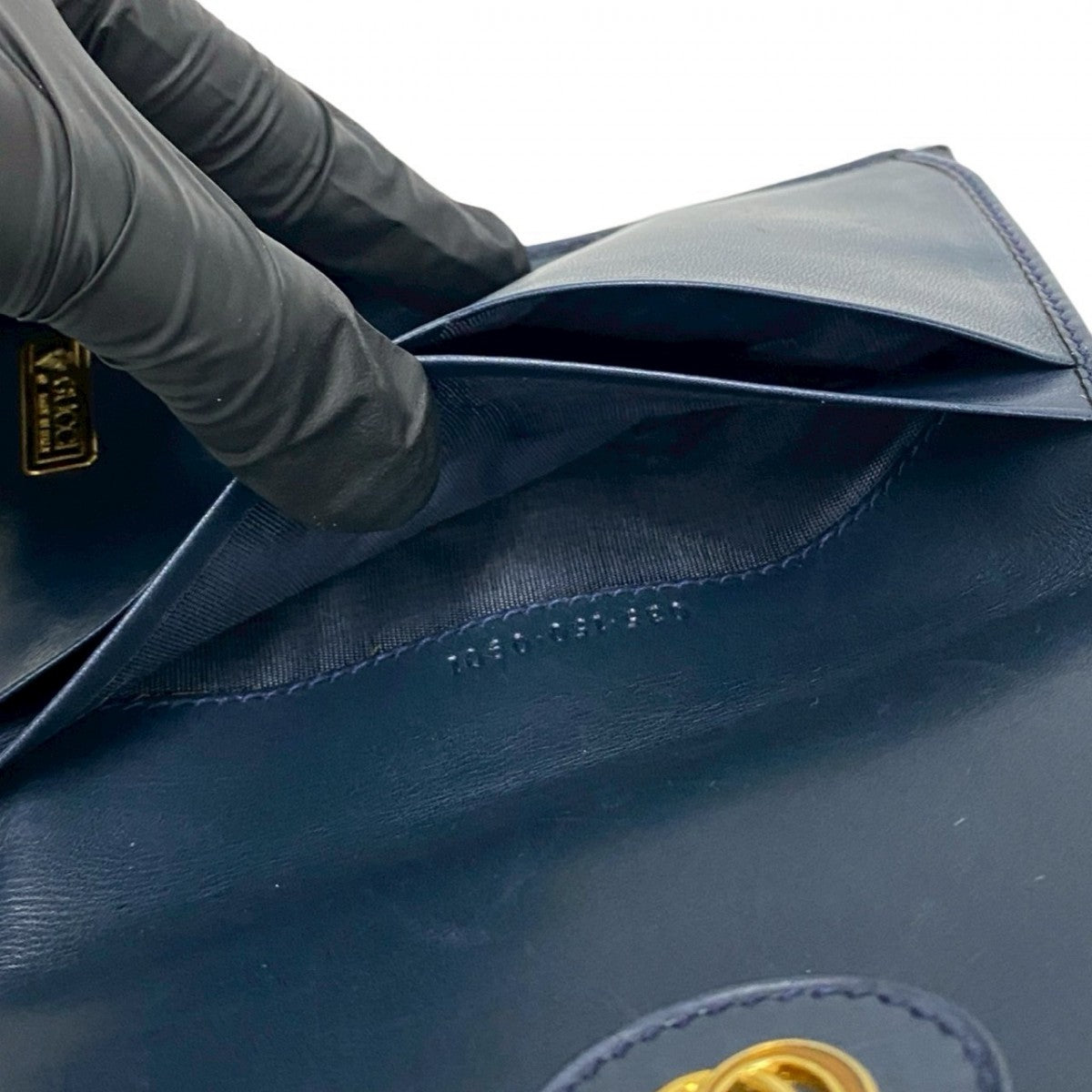 GUCCI Bifold Wallet leather Navy