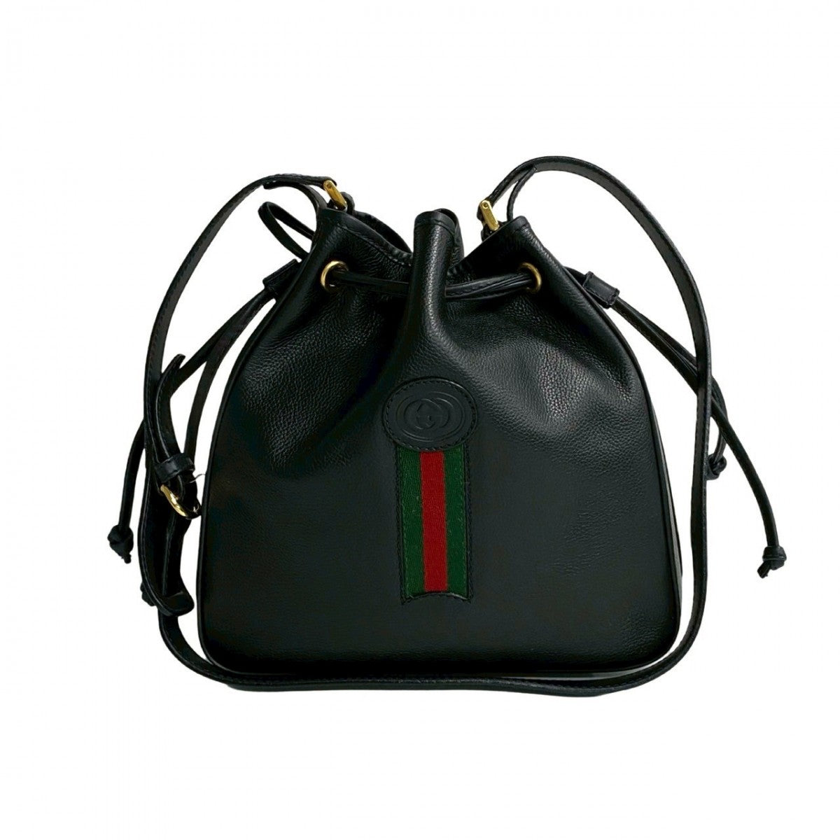 GUCCI Shoulder Bag leather black Sherry line