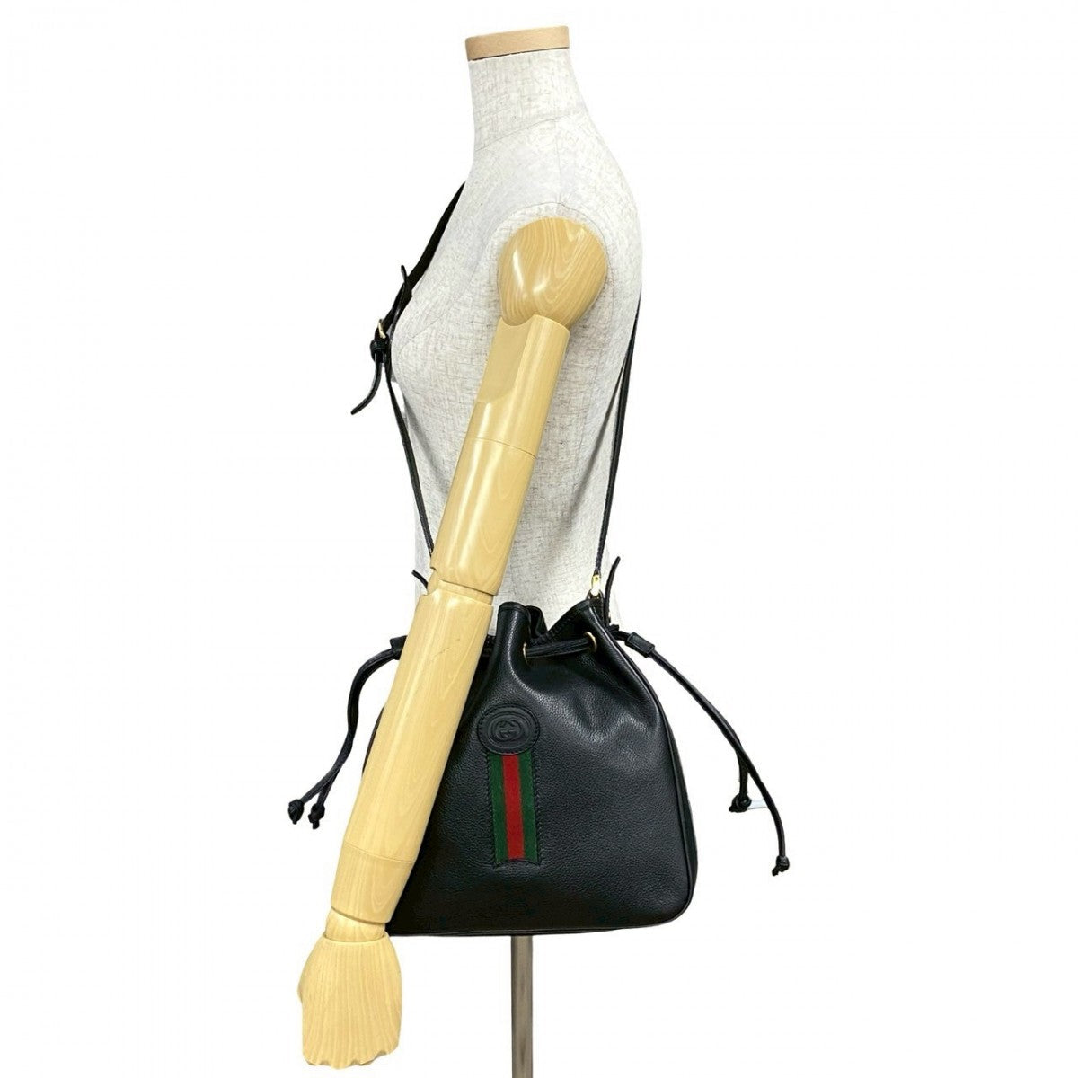 GUCCI Shoulder Bag leather black Sherry line