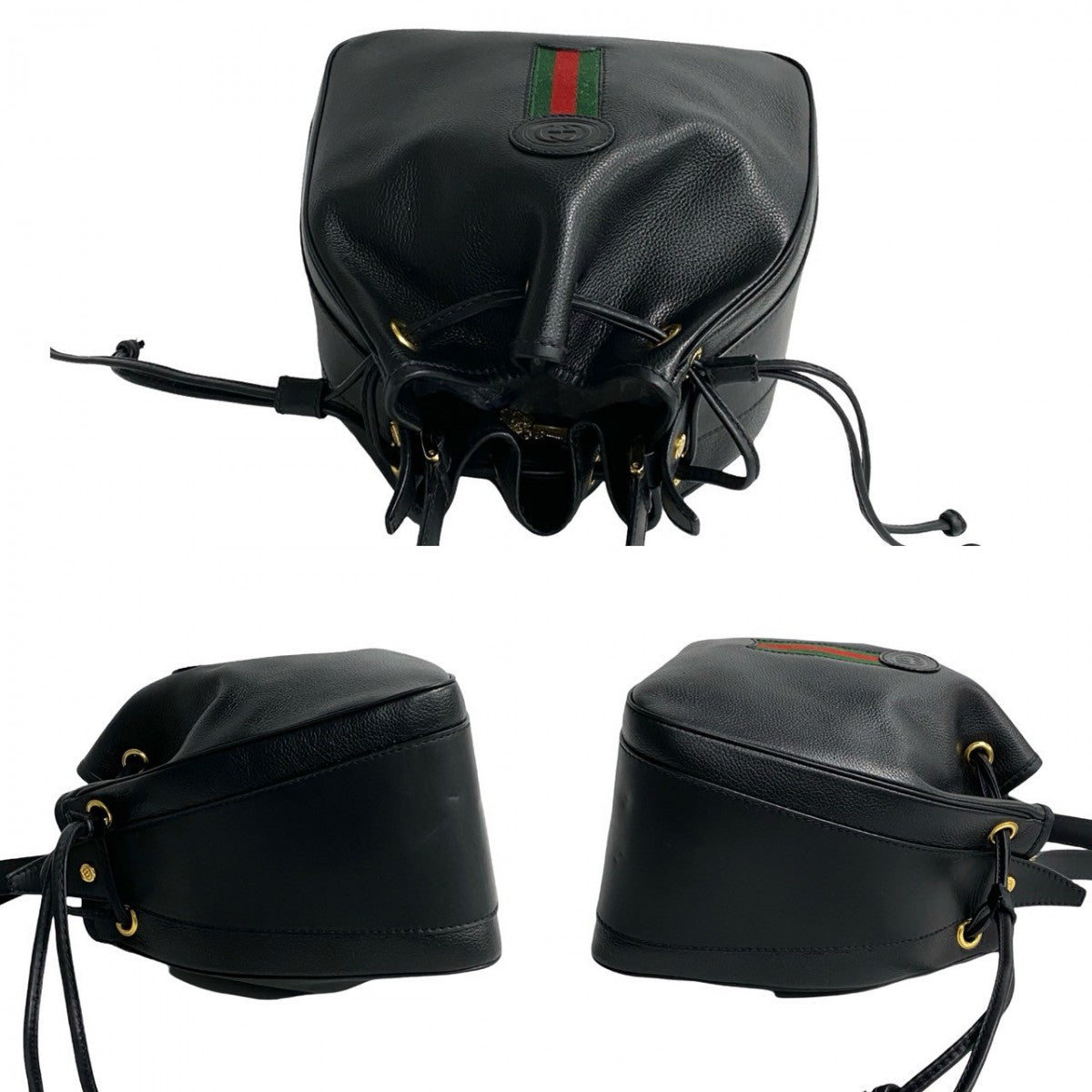 GUCCI Shoulder Bag leather black Sherry line
