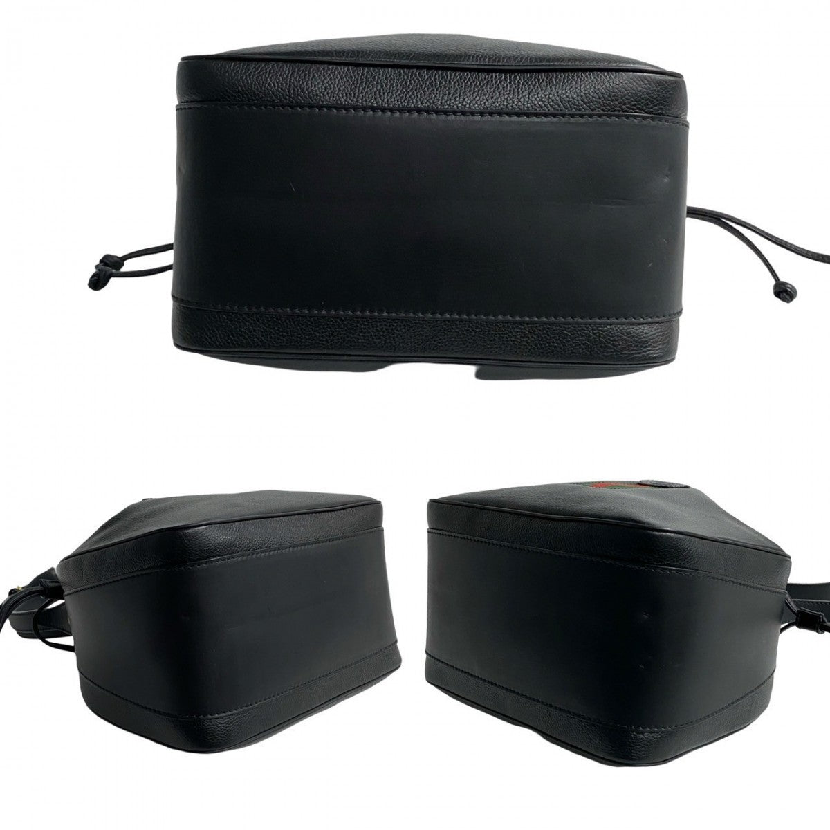 GUCCI Shoulder Bag leather black Sherry line