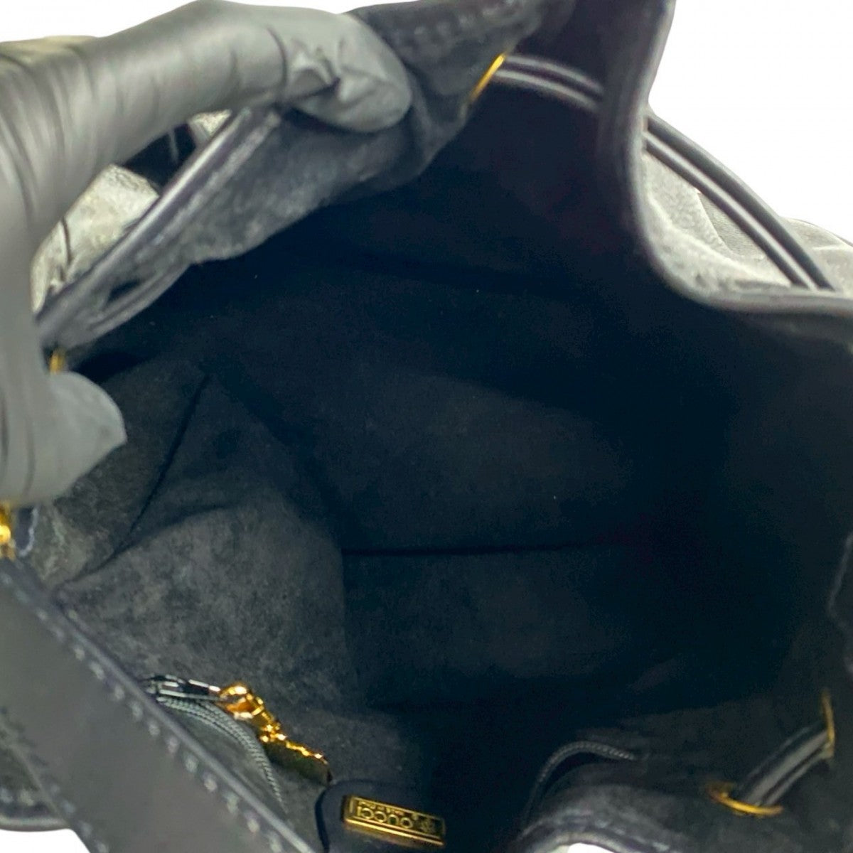 GUCCI Shoulder Bag leather black Sherry line