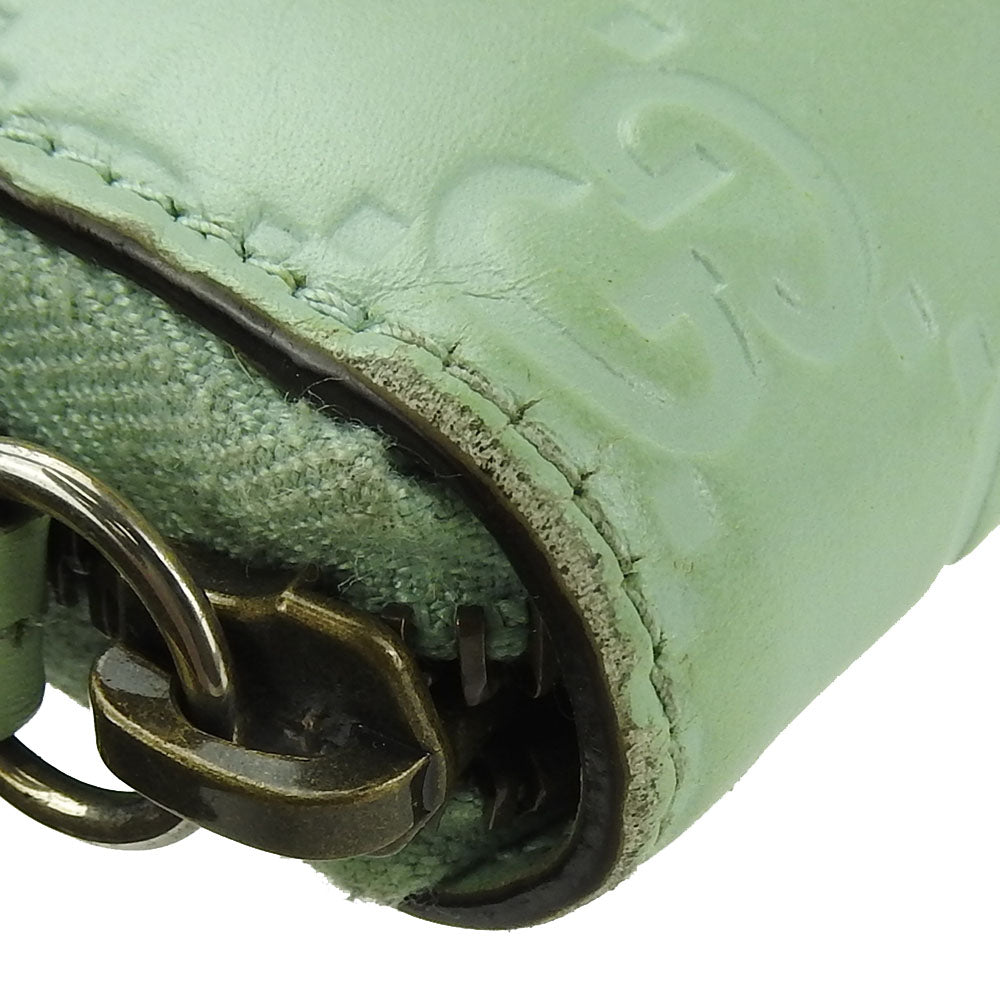 GUCCI Long Wallet Purse 548058 Sima leather Mint green Zip Around Women Used