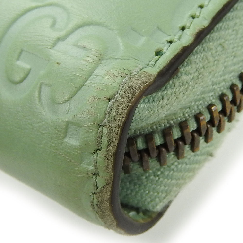 GUCCI Long Wallet Purse 548058 Sima leather Mint green Zip Around Women Used