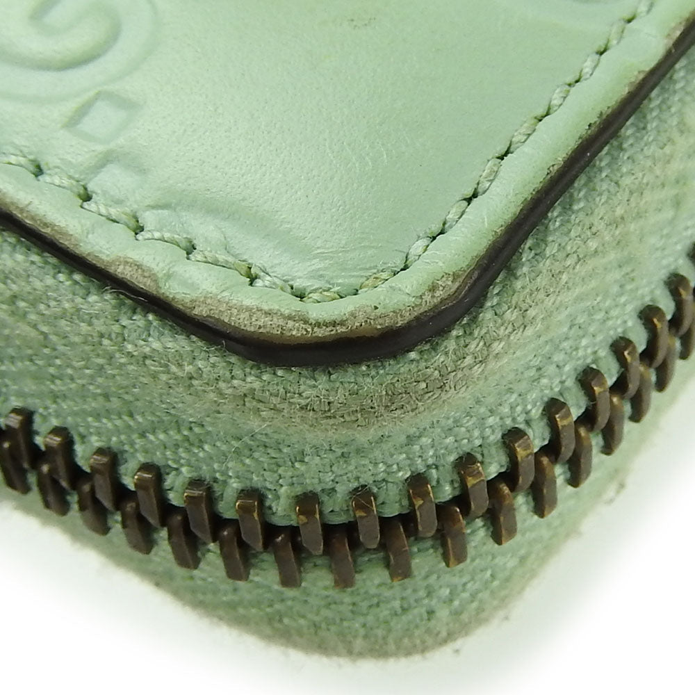 GUCCI Long Wallet Purse 548058 Sima leather Mint green Zip Around Women Used