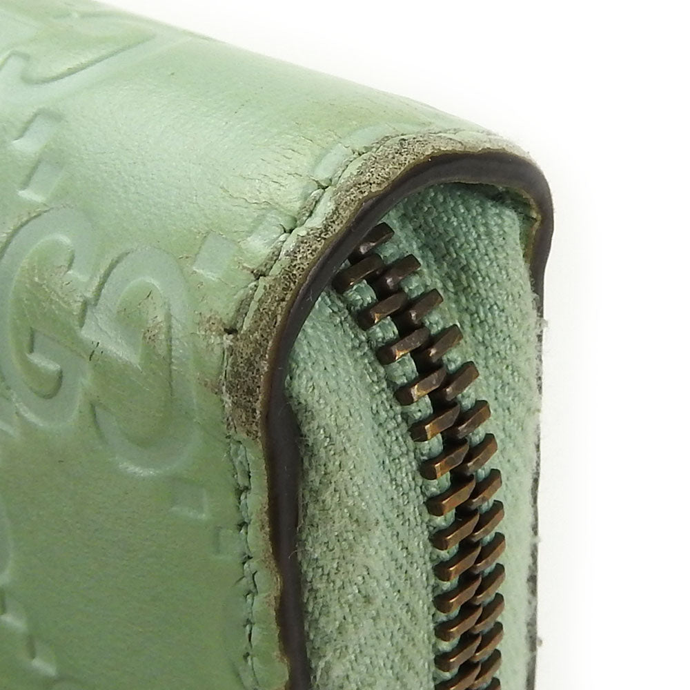 GUCCI Long Wallet Purse 548058 Sima leather Mint green Zip Around Women Used