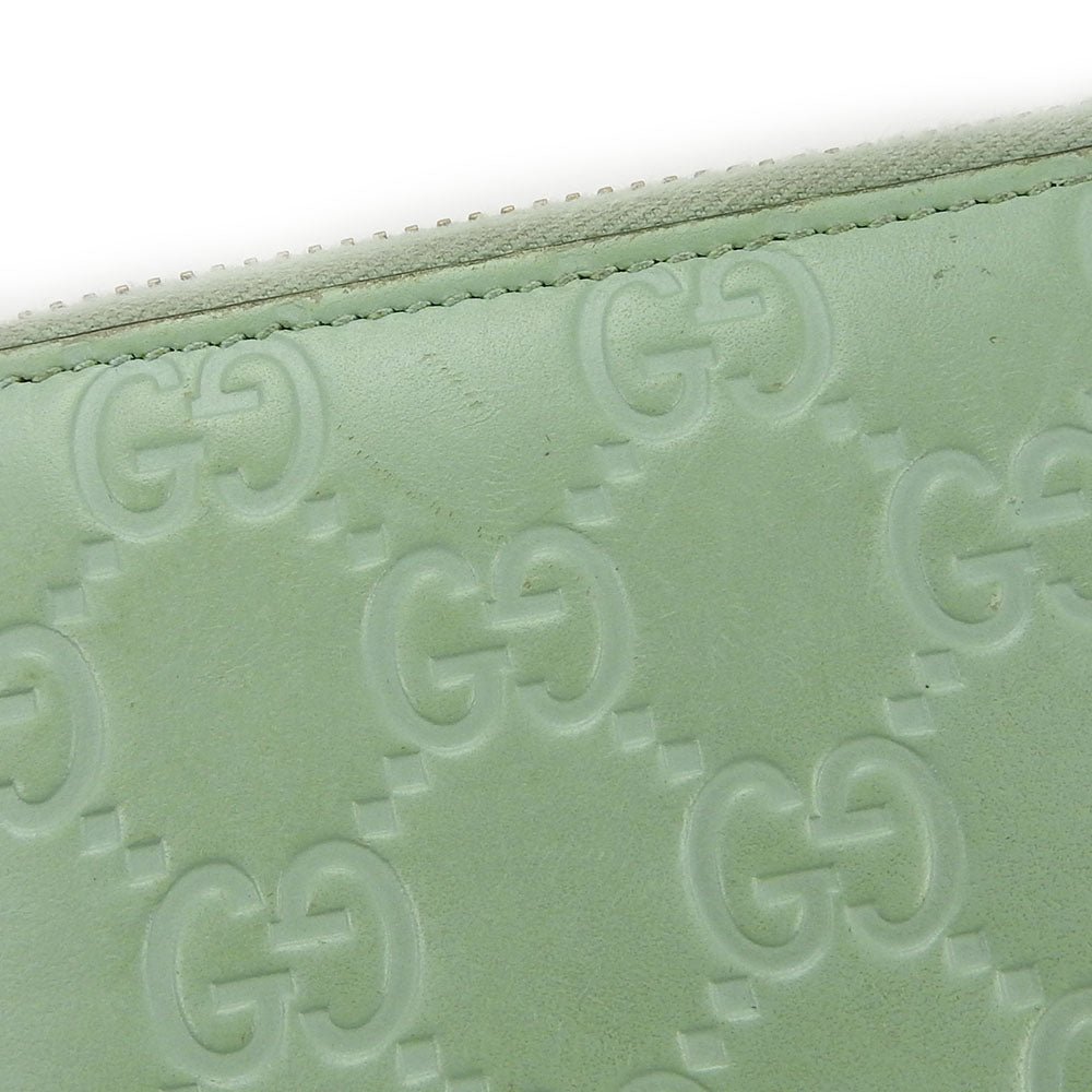 GUCCI Long Wallet Purse 548058 Sima leather Mint green Zip Around Women Used