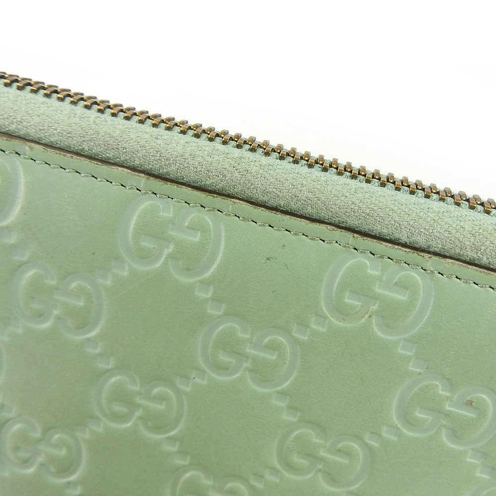 GUCCI Long Wallet Purse 548058 Sima leather Mint green Zip Around Women Used