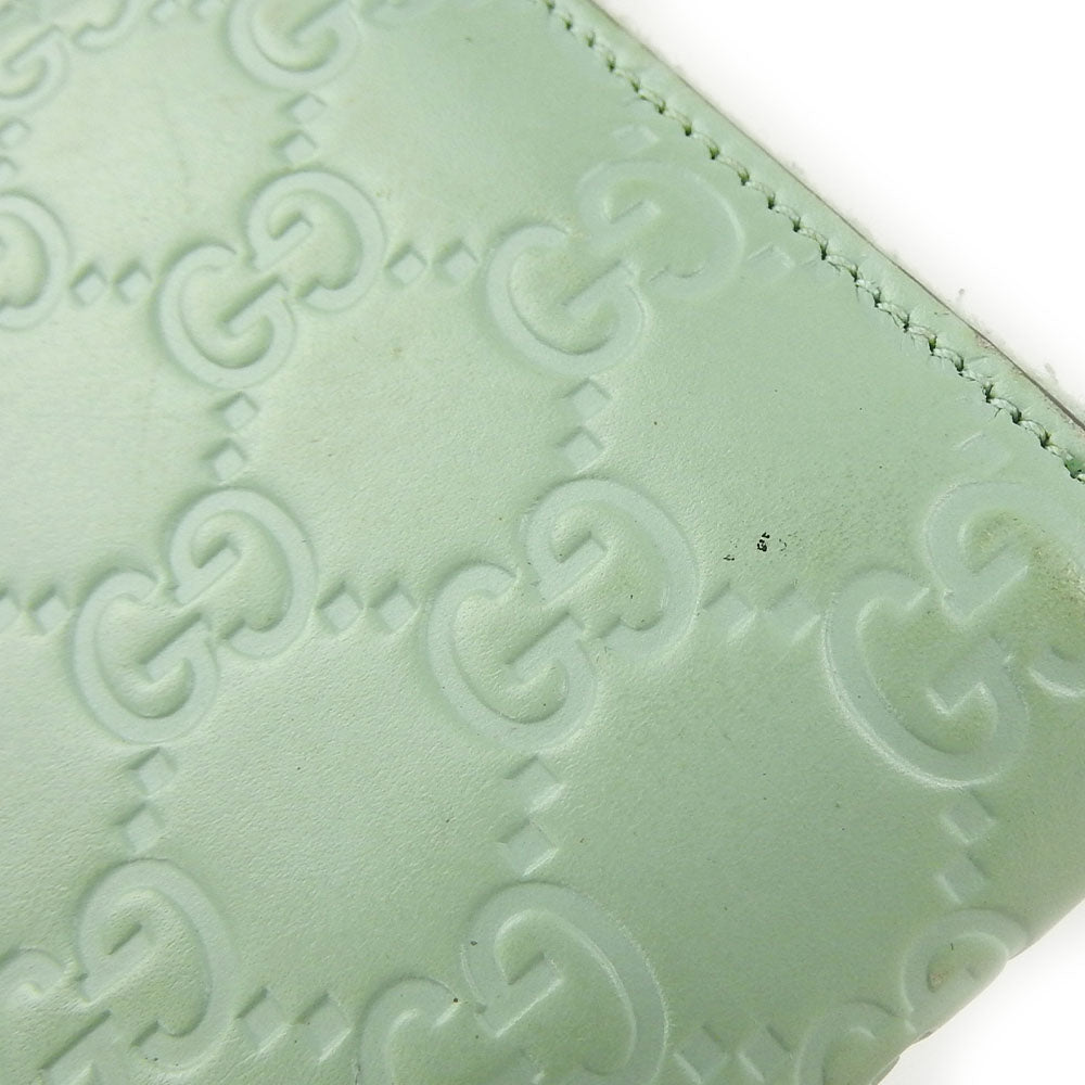 GUCCI Long Wallet Purse 548058 Sima leather Mint green Zip Around Women Used