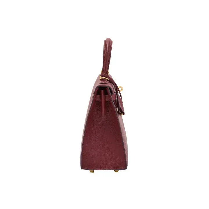 HERMES Kelly  red Togo leather Bag Handbag (25,28) gold hardware