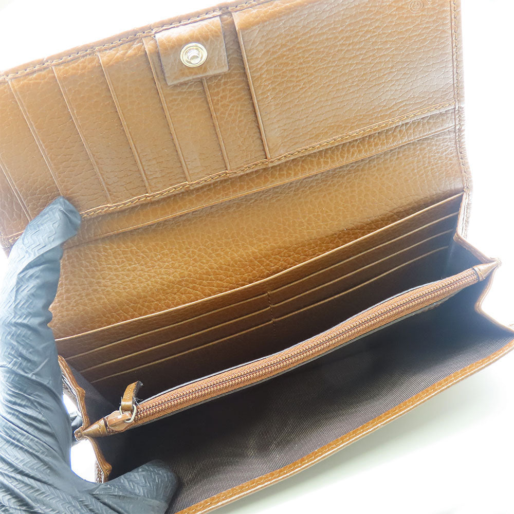 GUCCI Long Wallet Purse 346058 GG canvas, leather Brown Women Used