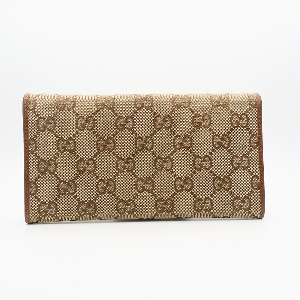 GUCCI Long Wallet Purse 346058 GG canvas, leather Brown Women Used