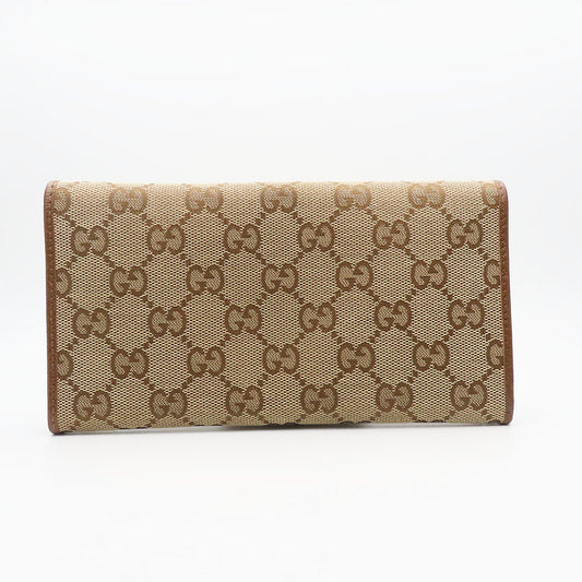 GUCCI Long Wallet Purse 346058 GG canvas, leather Brown Women Used
