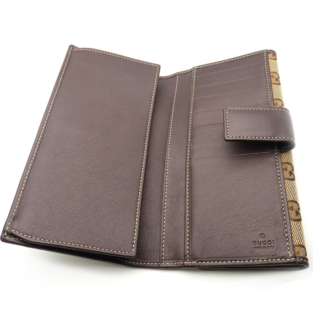 GUCCI Long Wallet Purse 245723 GG canvas, leather Brown Women Used