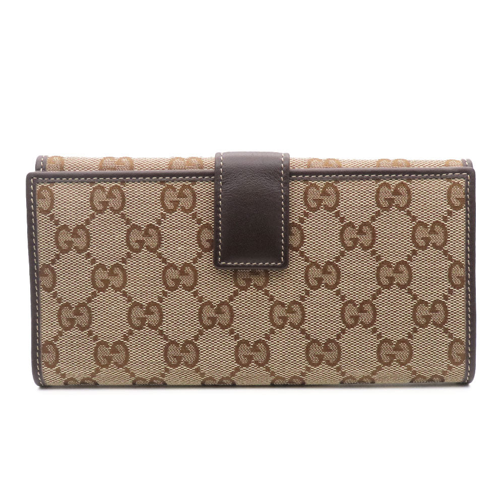 GUCCI Long Wallet Purse 245723 GG canvas, leather Brown Women Used
