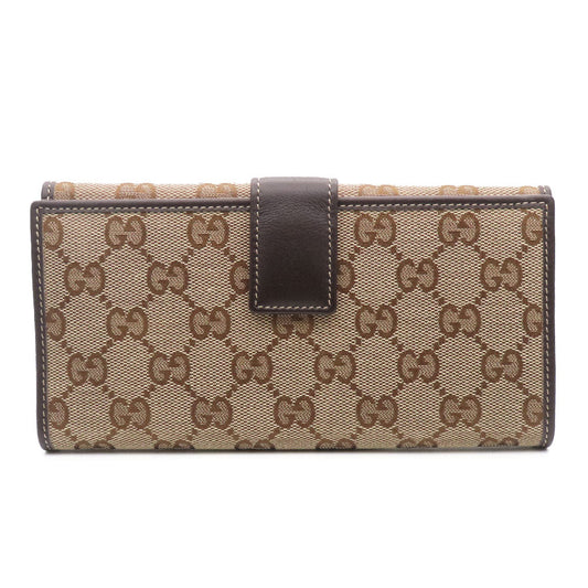 GUCCI Long Wallet Purse 245723 GG canvas, leather Brown Women Used