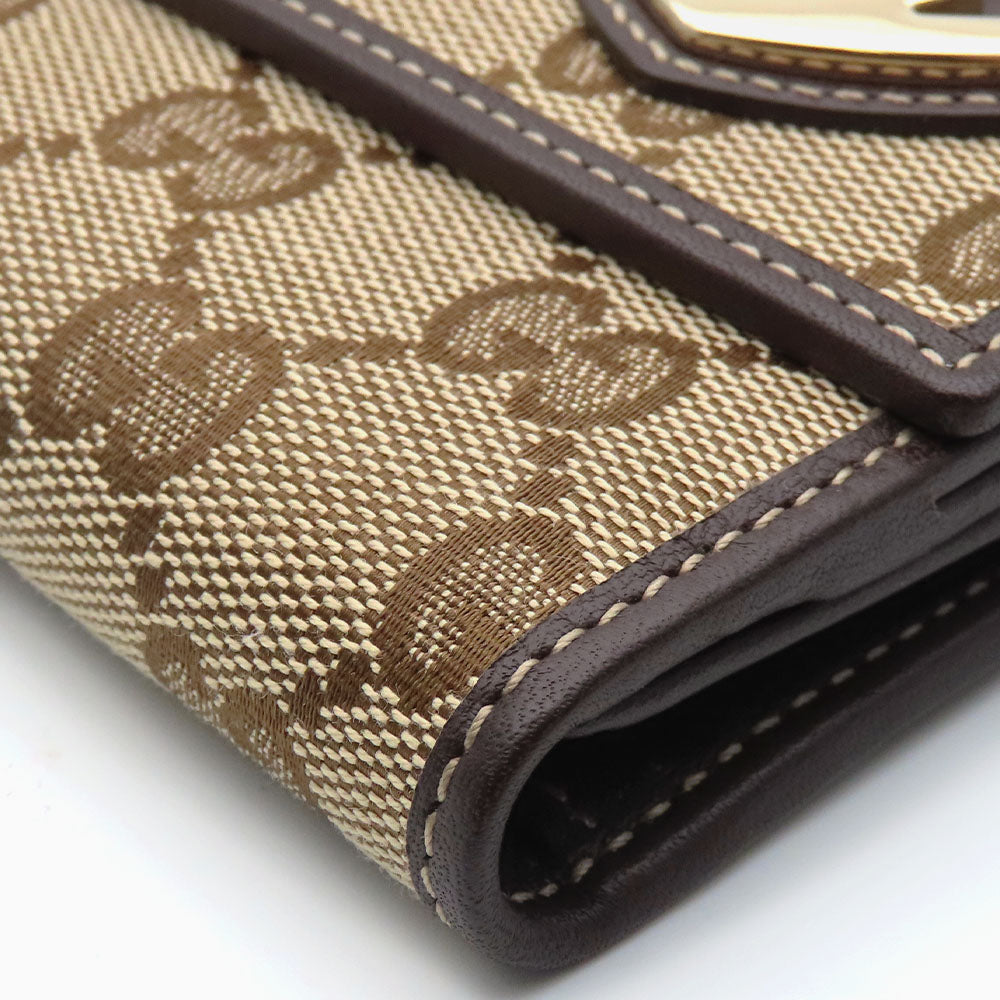 GUCCI Long Wallet Purse 245723 GG canvas, leather Brown Women Used