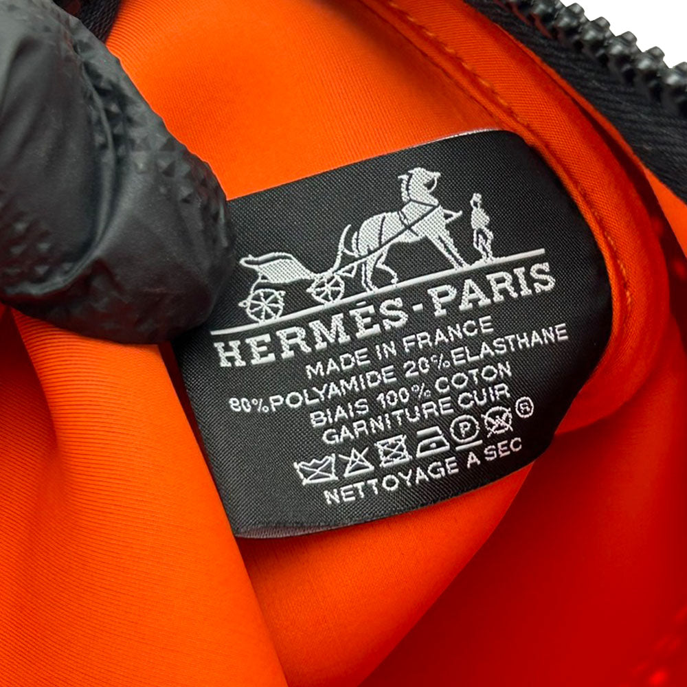 HERMES Pouch Polyamide elastane Orange Neoban Wave MM unisex(Unisex) Used
