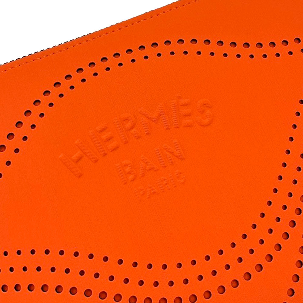 HERMES Pouch Polyamide elastane Orange Neoban Wave MM unisex(Unisex) Used