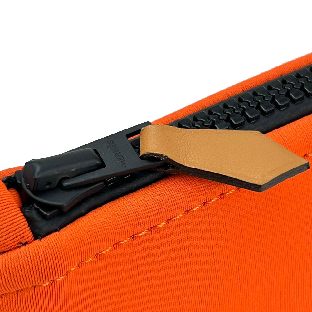HERMES Pouch Polyamide elastane Orange Neoban Wave MM unisex(Unisex) Used