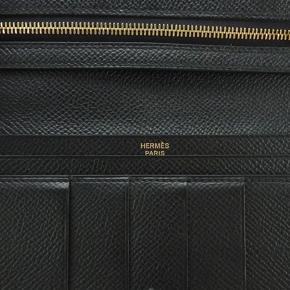 HERMES Long Wallet Purse Epsom black Beansufla