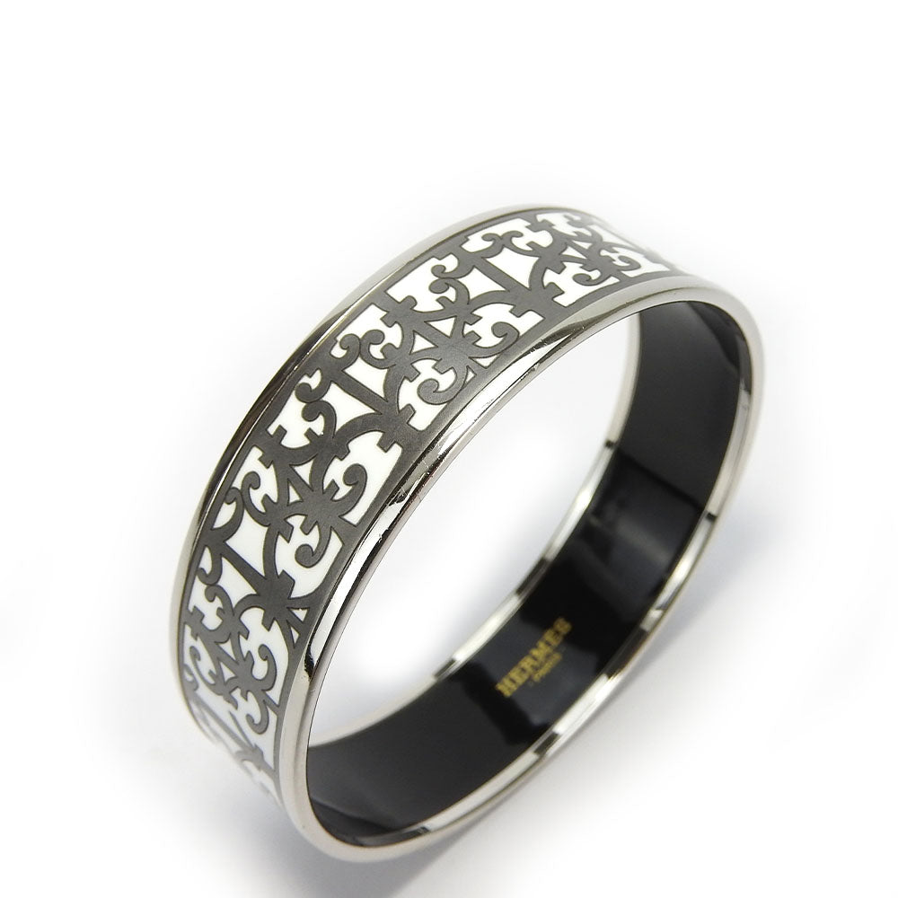 HERMES Bangle Enamel, Metal white Emilel GM Women Used