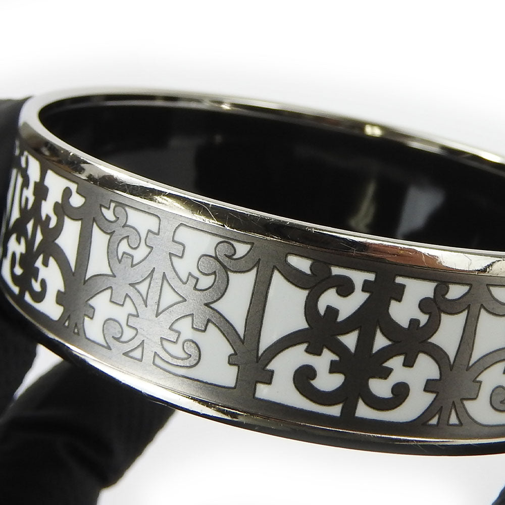 HERMES Bangle Enamel, Metal white Emilel GM Women Used