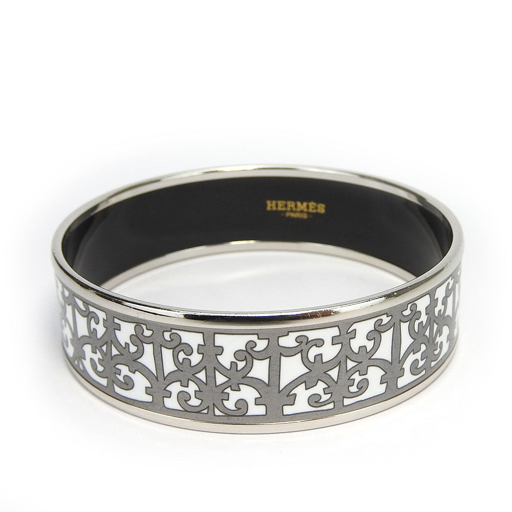 HERMES Bangle Enamel, Metal white Emilel GM Women Used