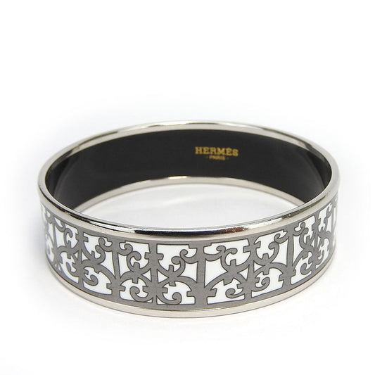HERMES Bangle Enamel, Metal white Emilel GM Women Used