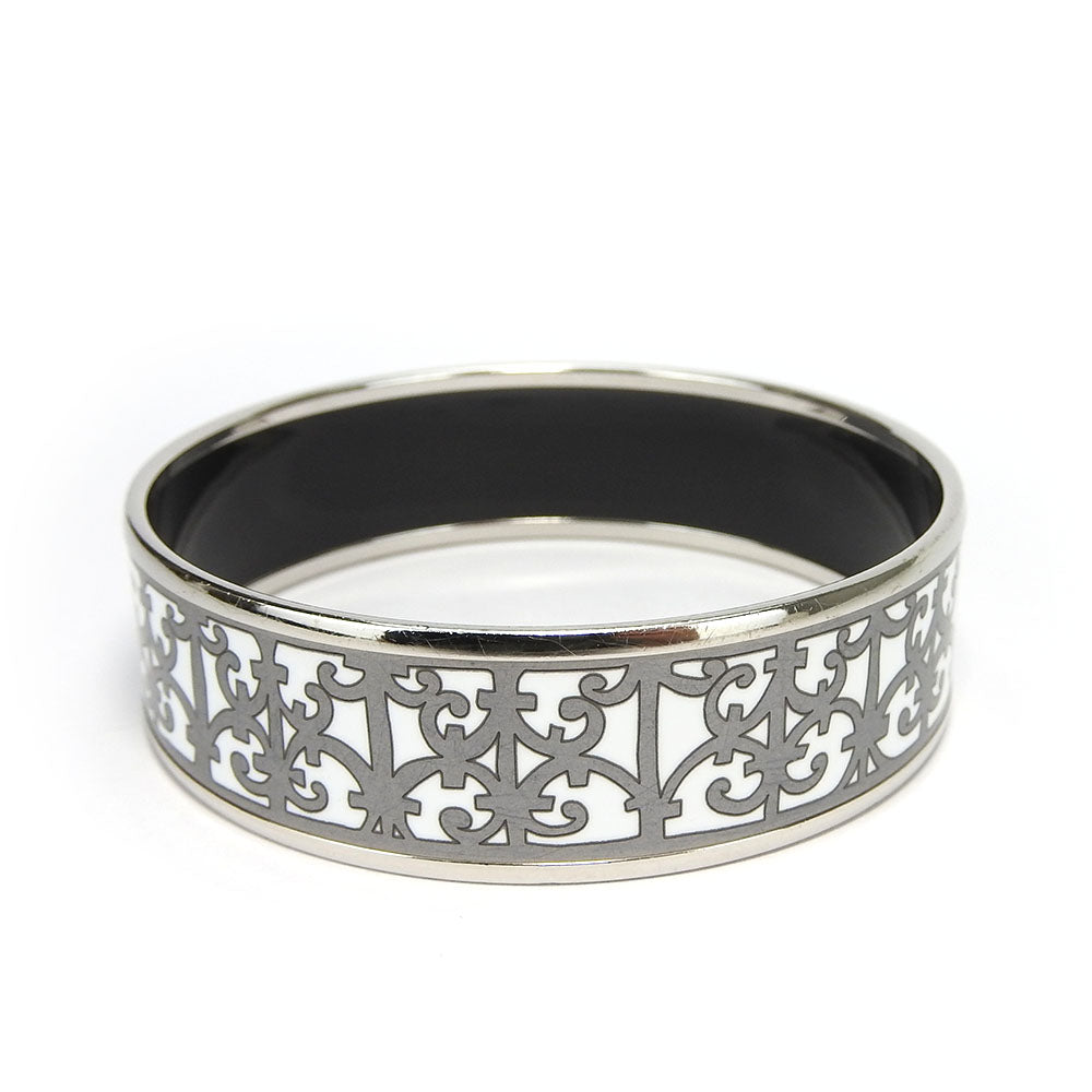 HERMES Bangle Enamel, Metal white Emilel GM Women Used