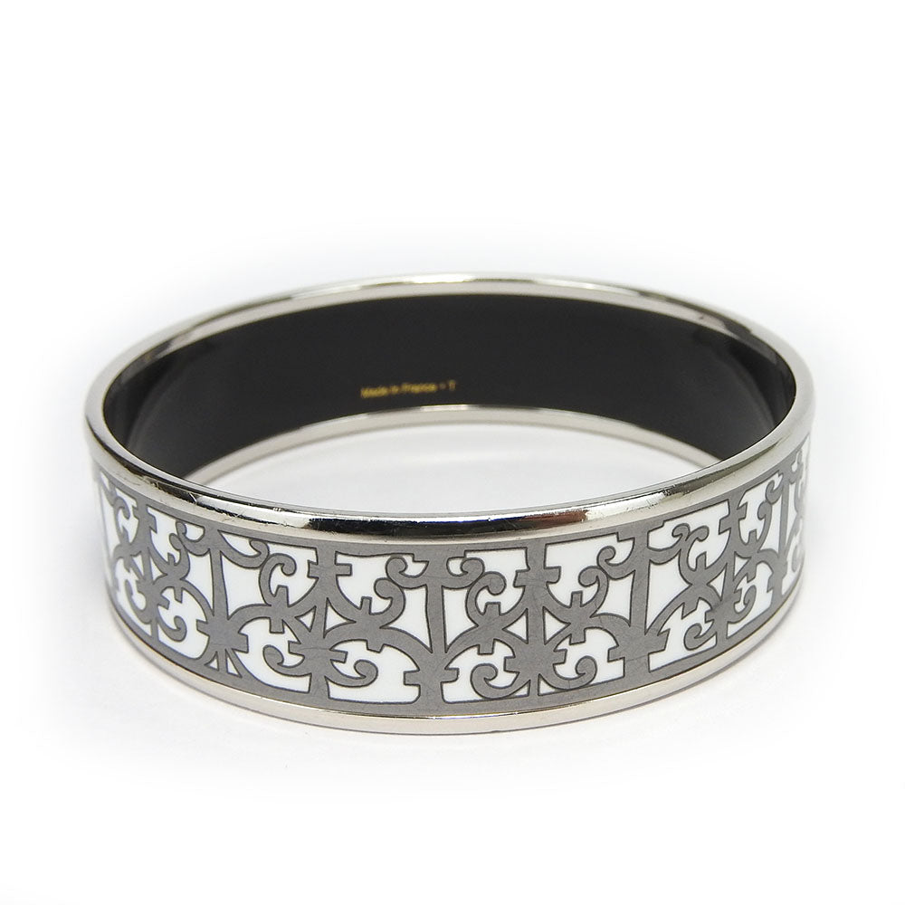 HERMES Bangle Enamel, Metal white Emilel GM Women Used