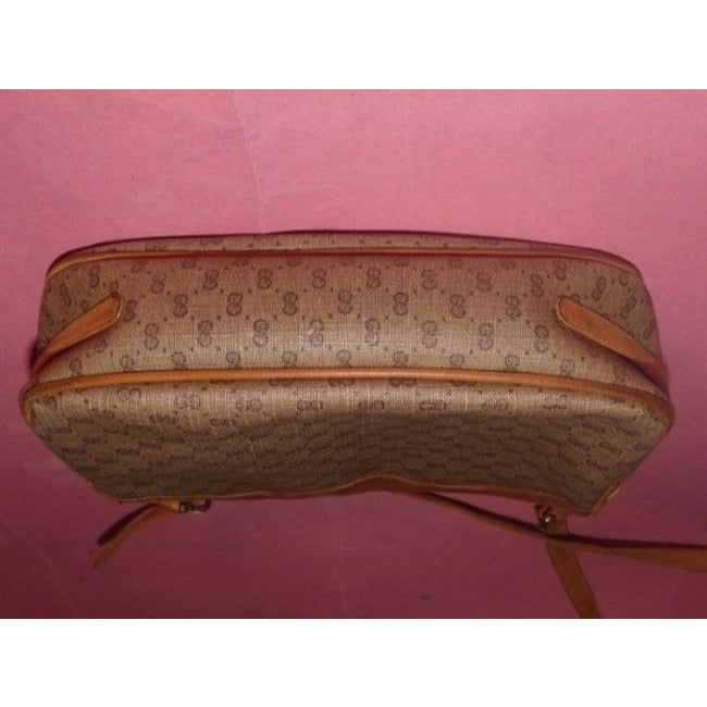 Gucci Vintage Purses Small G Logo Print Coated Canvas And Leather In Shades Of Brown