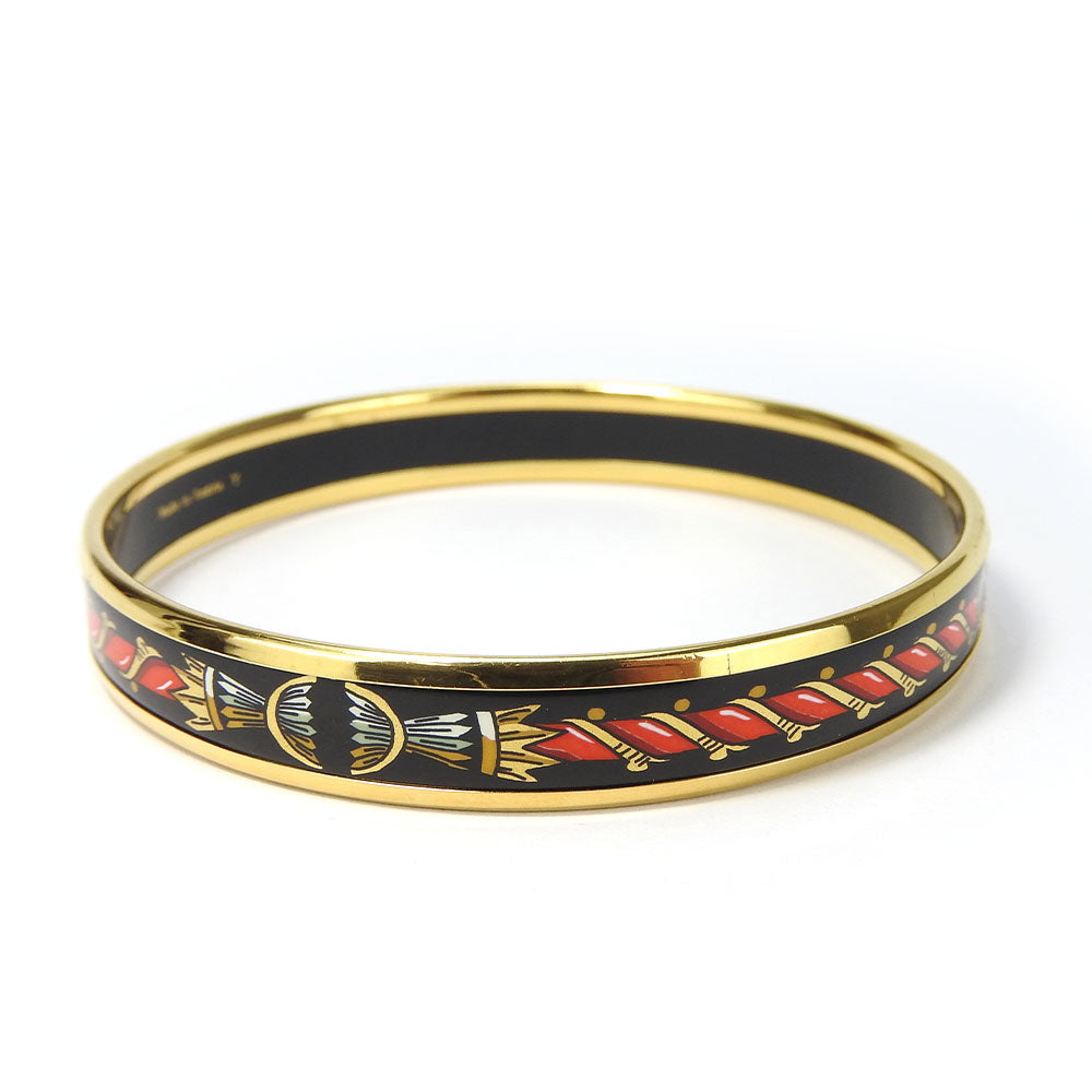 HERMES Bangle Enamel, Metal gold Emaille PM Women Used