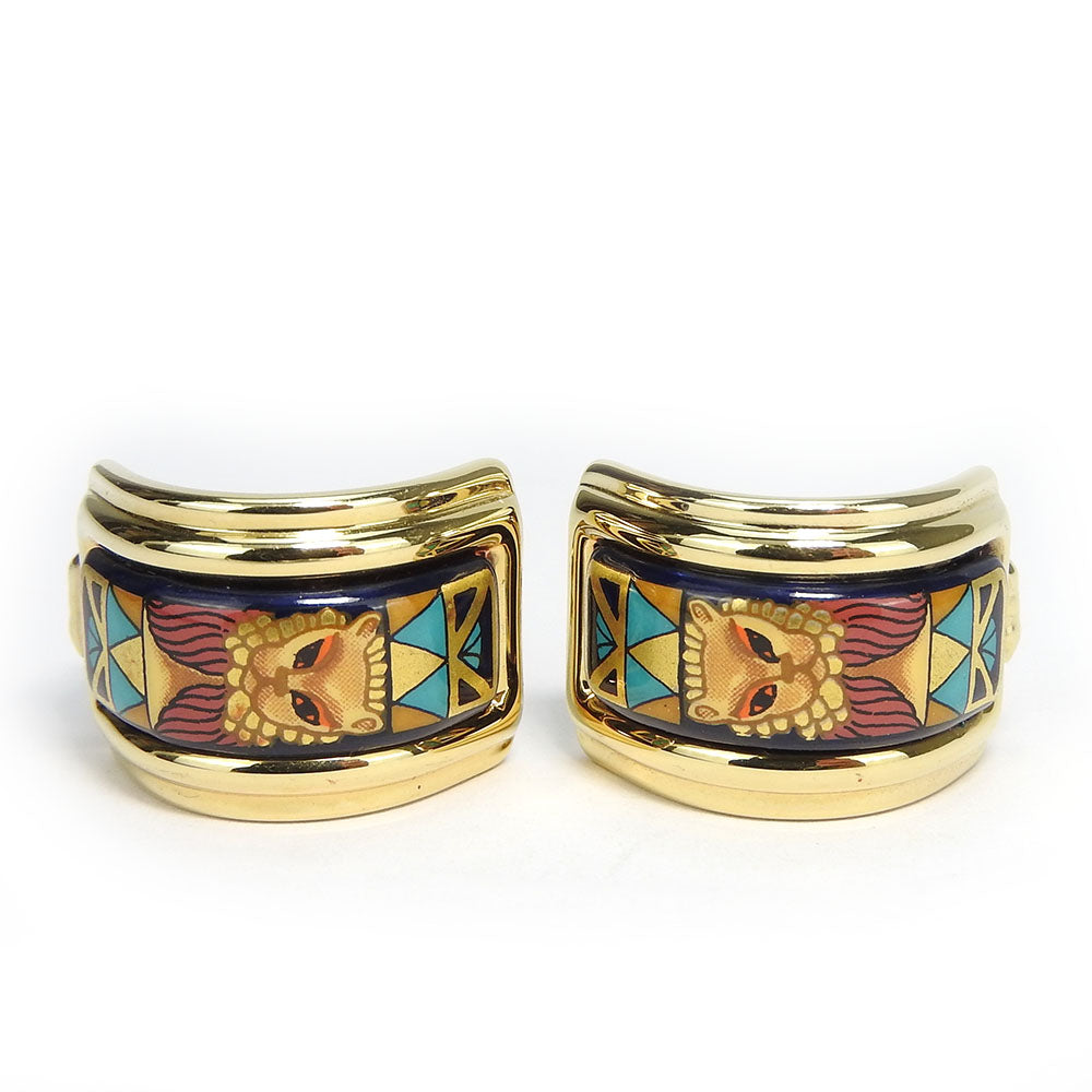 HERMES Earring Metal, Cloisonne multicolor Emile Women Used