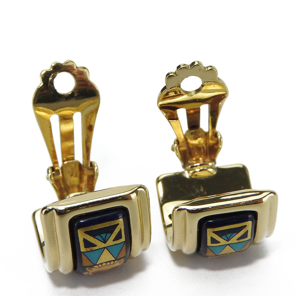 HERMES Earring Metal, Cloisonne multicolor Emile Women Used