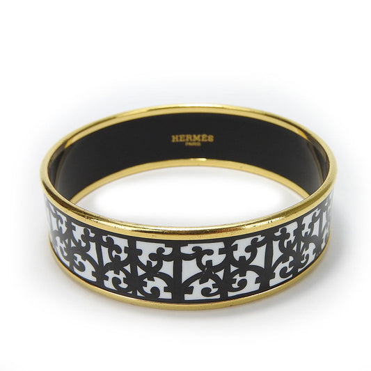 HERMES bracelet Enamel, Metal white Guadalquivir Emilel GM Women Used