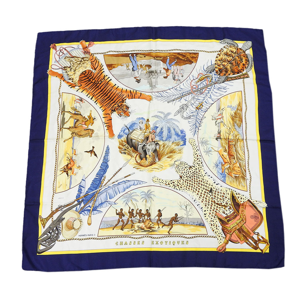 HERMES scarf silk Navy Carre90 Women Used
