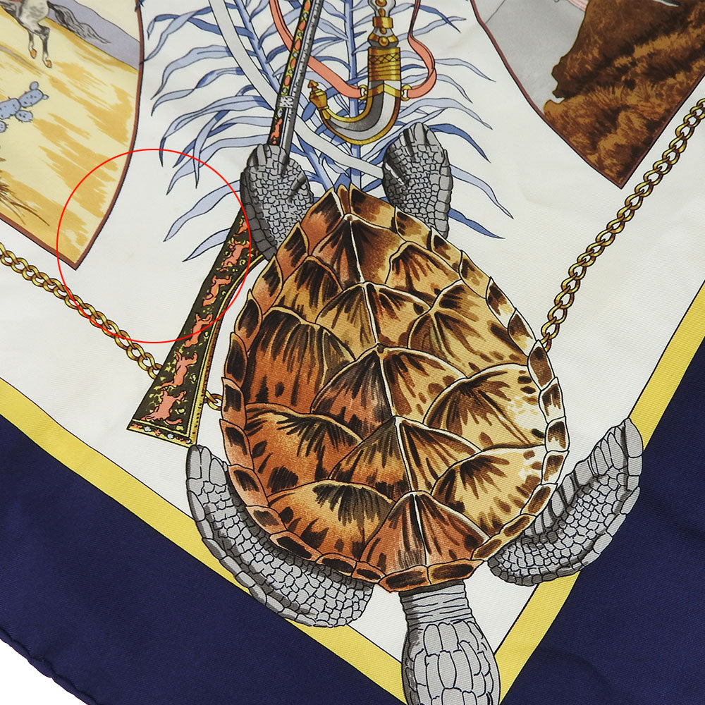 HERMES scarf silk Navy Carre90 Women Used
