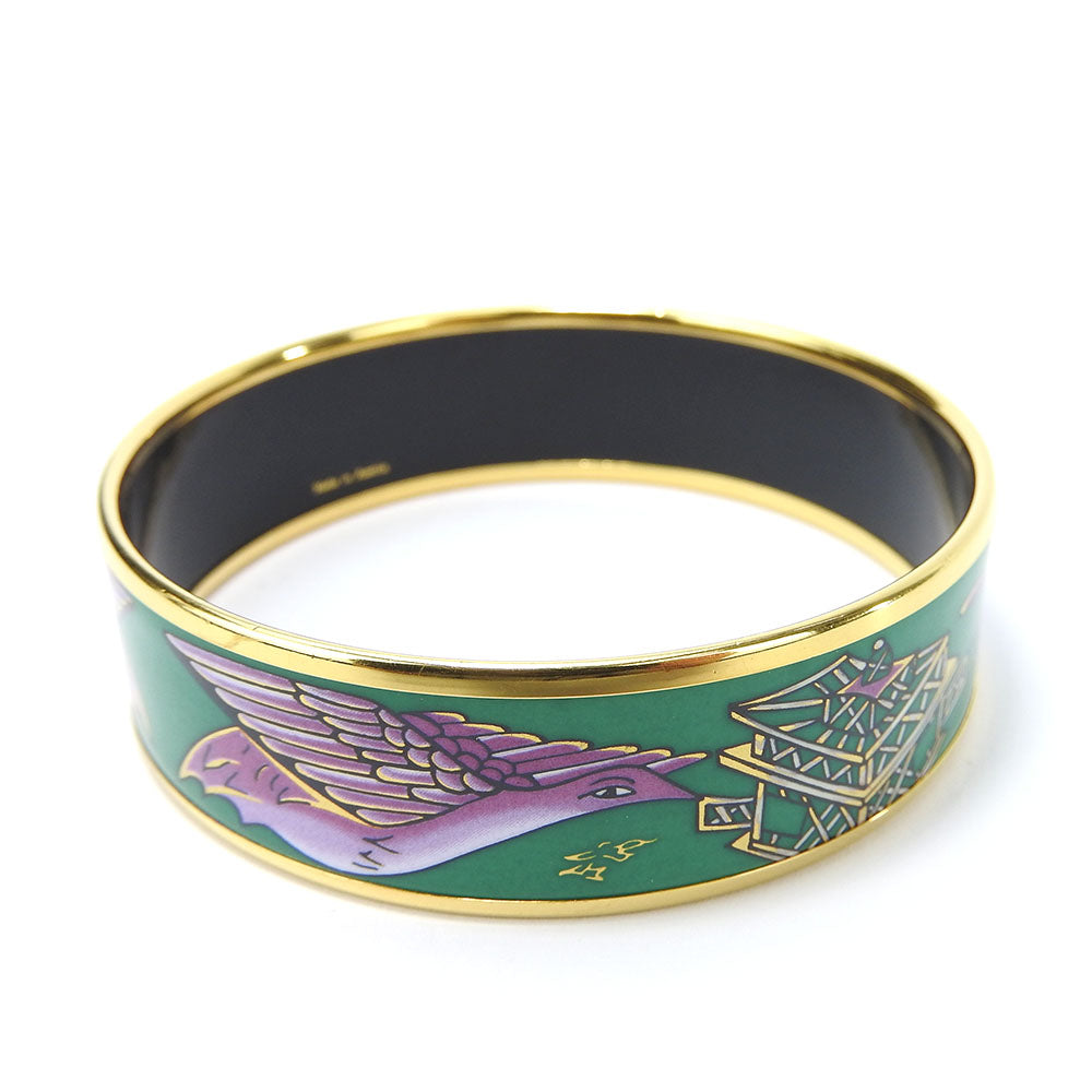 HERMES bracelet Metal, Enamel green Emilel GM Women Used