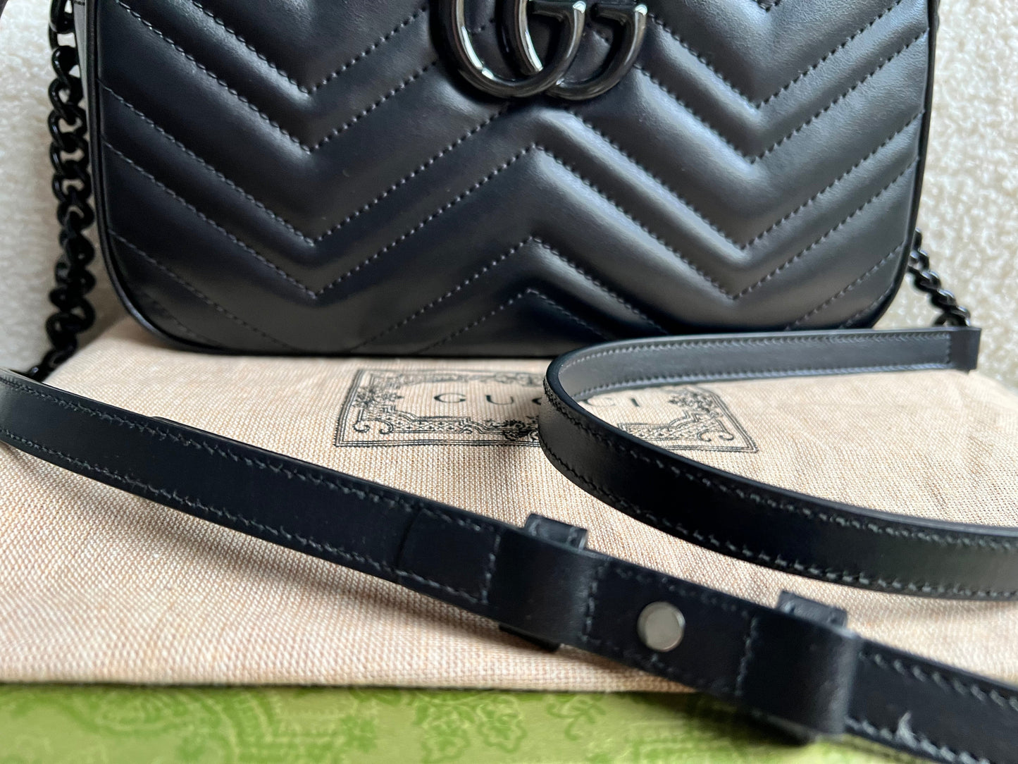 Gucci GG Black on Black Marmont Small Shoulder Bag (RRP £1340)